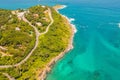 .aerial view around mini isle in front Ya Nui beach. Royalty Free Stock Photo