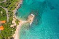 .aerial view around mini isle in front Ya Nui beach. Royalty Free Stock Photo