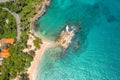 .aerial view around mini isle in front Ya Nui beach. Royalty Free Stock Photo