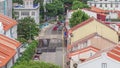 Aerial view of art deco shophouses along Neil road in Chinatown area timelapse Royalty Free Stock Photo