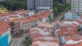 Aerial view of art deco shophouses along Neil road in Chinatown area timelapse Royalty Free Stock Photo