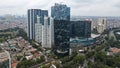 Aerial view of Asia Business concept for real estate - panoramic modern cityscape building bird eye aerial view and morning blue