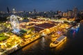 Aerial view of Asiatique The Riverfront open night market at the Chao Phraya river in Bangkok, Thailand Royalty Free Stock Photo