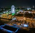 Aerial view of Asiatique The Riverfront open night market at the Chao Phraya river in Bangkok, Thailand Royalty Free Stock Photo