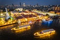 Aerial view of Asiatique The Riverfront open night market at the Chao Phraya river in Bangkok, Thailand Royalty Free Stock Photo