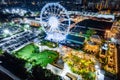 Aerial view of Asiatique The Riverfront open night market at the Chao Phraya river in Bangkok, Thailand Royalty Free Stock Photo