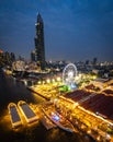Aerial view of Asiatique The Riverfront open night market at the Chao Phraya river in Bangkok, Thailand Royalty Free Stock Photo
