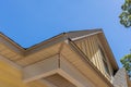 Aerial view the asphalt shingles roofing construction waterproofing for new house in covered corner roof shingles Royalty Free Stock Photo