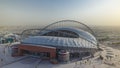 Aerial view of Aspire Zone stadium from at morning timelapse in Doha