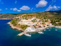 Aerial view of Assos Kephalonia fishing village the most beauti Royalty Free Stock Photo