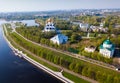 Aerial view of Yaroslavl with Assumption Cathedral and Strelka park