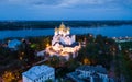 Aerial view of Assumption Cathedral at Yaroslavl in summer night.