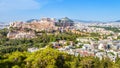 Aerial view of Athens with Acropolis hill, Greece