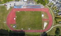 An aerial view of an athletics track in Cornwall Royalty Free Stock Photo