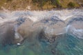 Aerial view of Atlantic coast near Palmarin. Saloum Delta National Park, Joal Fadiout, Senegal. Africa. Photo made by drone from