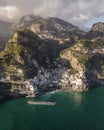 Aerial view of Atrani, a small town along the Amalfi coast facing the Mediterranean sea, Salerno, Italy Royalty Free Stock Photo