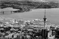 Aerial view of Auckland financial center against the Waitemata H Royalty Free Stock Photo