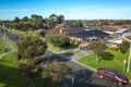 Aerial view of an Australian neighborhood with many residential houses. Concept of real estate, housing, and residence. Royalty Free Stock Photo