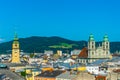 Aerial view of the Austrian city Linz from the Schlossmuseum....IMAGE Royalty Free Stock Photo