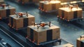 Aerial View of Automated Distribution Center with Drones and Packages