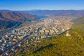 Aerial view of autumn mountain city Royalty Free Stock Photo