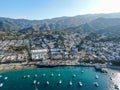 Aerial view of Avalon downtown and bay in Santa Catalina Island, USA Royalty Free Stock Photo