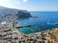 Aerial view of Avalon downtown and bay in Santa Catalina Island, USA Royalty Free Stock Photo