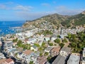 Aerial view of Avalon downtown and bay in Santa Catalina Island, USA Royalty Free Stock Photo