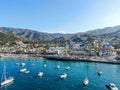 Aerial view of Avalon downtown and bay in Santa Catalina Island, USA Royalty Free Stock Photo