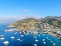 Aerial view of Avalon downtown and bay in Santa Catalina Island, USA Royalty Free Stock Photo