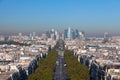 Aerial view of the Avenue de la Grande ArmÃÂ©e and the financial district of La Defense in Paris Royalty Free Stock Photo