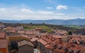 Aerial view of Avila with medieval walls and mountains - Avila, Spain Royalty Free Stock Photo