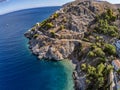 Aerial view of Avlaki Beach in Hydra Island Royalty Free Stock Photo