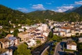 Ax-les-Thermes with buildings and The Lauze river in France