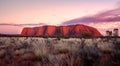 Aerial view of Ayers Rock during sunset Royalty Free Stock Photo