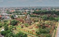 Aerial view of Ayutthaya temple, Wat Ratchaburana, empty during covid, in Phra Nakhon Si Ayutthaya, Historic City in Royalty Free Stock Photo