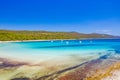 Aerial view of azure turquoise lagoon on Sakarun beach on Dugi Otok island, Croatia Royalty Free Stock Photo