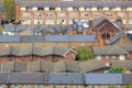 Aerial view of back to back terraced housing in London