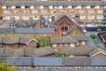 Aerial view of back to back terraced housing in London