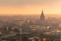 Aerial view backlit of Old Town, Riga, Latvia Royalty Free Stock Photo