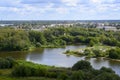 Aerial view of the backwaters and bends of the Kotorosl River in the vicinity of Yaroslavl, Russia