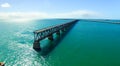 Aerial view of Bahia Honda State Park with old Bridge Royalty Free Stock Photo