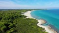 Aerial view of Baia dei Turchi, Puglia region, Italy. Turkish Bay (or Baia dei Turchi)