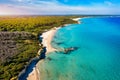 Aerial view of Baia dei Turchi, Puglia region, Italy. Turkish Bay (or Baia dei Turchi)