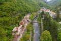 Aerial view of Baile Herculane - Thermal resort in Romania, gorgeous Austro-Hungarian Imperial Baths Royalty Free Stock Photo