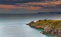 Aerial view. Baily lighthouse at sunrise. Howth. county Dublin. Ireland Royalty Free Stock Photo