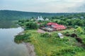 Aerial view of a Bakota Bay, located over flooded Bakota village, part of the National Environmental Park Podilski