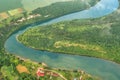 Aerial view of a Bakota Bay, located over flooded Bakota village, part of the National Environmental Park Podilski