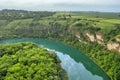 Aerial view of a Bakota Bay, located over flooded Bakota village, part of the National Environmental Park Podilski