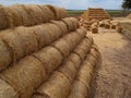 Aerial view of bales of straw